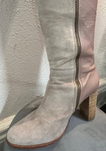 Pink Two-Tone Knee-High Boots – Suede & Leather Mix
