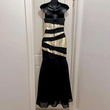 Vintage Black Gold Sequin Mermaid Gown | Strapless Old Hollywood Formal Dress