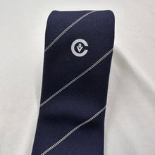 Vintage Australian “Bushko” Navy Striped Tie with White Diagonal Lines