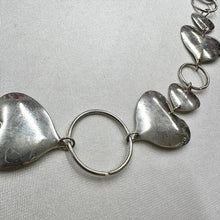 Vintage Silver Heart Statement Necklace | Y2K Chunky Heart Chain Necklace | Modern Romantic Jewelry