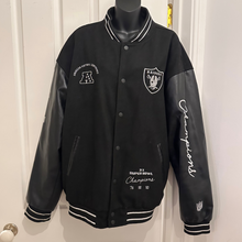 NFL Las Vegas Raiders Varsity Jacket | 3X Super Bowl Champions Embroidered Bomber | Black L
