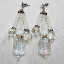 Vintage White Crystal Statement Earrings | Beaded Chandelier Drop Earrings | Aurora Rhinestone Dangle Earrings | Y2K Glam Jewelry