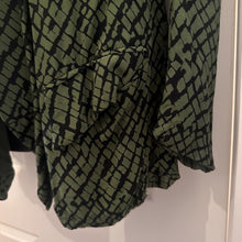 Vintage DHALIA Green Snake Print Rayon Waterfall Cardigan | Lightweight Open Front Jacket