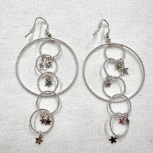 Silver Star Charm Circle Drop Earrings – Layered Hoop Statement