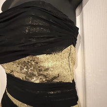 Vintage Black Gold Sequin Mermaid Gown | Strapless Old Hollywood Formal Dress