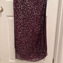 Burgundy Sequin Maxi Dress with High Slit, Mr K Vintage l Silk Evening Gown, Size 12 One Shoulder Dress