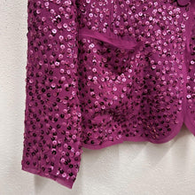 DKNY Silk Sequin Blazer | Magenta Evening Jacket | Donna Karan Party Wear Size 10