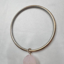 Vintage Gold -Tone Bangle with Pink Faceted Bead Charm | Minimalist Bracelet | Rose Quartz Style Statement Bangle