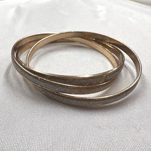 Vintage Gold & Silver Tone Layered Bangle / Mixed Metal Retro Bracelet / Statement Jewelry