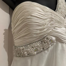 Vintage White One Shoulder Pearl Embellished Party Dress Size 8 Fairy Prom Dress