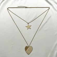 Vintage Layered Star & Heart Necklace | Celestial Y2K Pendant Necklace | Romantic Gold Tone Jewelry