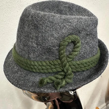 Vintage Original Tiroler Hat | Grey Wool Felt Tyrolean Hat | Green Braided Band | Alpine Oktoberfest Hat | 55cm