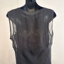 Black Sheer Overlay Maxi Dress, Blue Sequin Embellished Shoulders, Sleeveless V Neck Evening Dress, Elegant Formal Gown, Sheer Hem