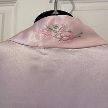 Vintage Pink Satin Floral Embroidered Robe | Romantic Silky Night Gown | Coquette Boudoir Dressing Gown