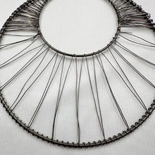 Statement Hoop Wire Earrings | Gunmetal Gray Silver Oversized Circular Dangle Earrings | Boho Industrial Handmade Style