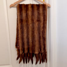 Vintage Genuine Mink Fur Stole Wrap with Fringe Trim | Long Brown Fur Shawl | Old Hollywood Glamour
