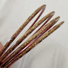 Vintage Gold Glitter & Metallic Pink Stacking Bangles Set of 4 | Sparkly Y2K Layering Bracelets | Fairy Jewellery