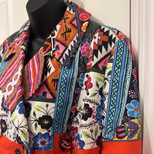 Stella Jean Made in Italy Cotton Statement Jacket | Vibrant Folk Art Print Blazer | Double Breasted Designer Jacket | Size IT 42