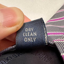 Vintage Italian Silk Tie Gray Purple White Diagonal Stripe 100% Silk Necktie