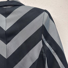 Vintage 90s Black Silver Striped Cropped Blazer | Geometric Statement Jacket Made Australia