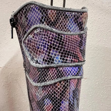 Y2K Platform Knee High Boots by Luchiny | Metallic Snake Print Leather Boots EU 38