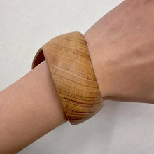Vintage Carved Wood Bangle | Wide Wooden Bracelet | Sculptural Statement Cuff | Natural Grain Bohemian Jewelry
