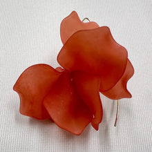 Statement Coral Flower Drop Earrings | Frosted Acrylic Floral Earrings | Gold Wire Hook Dangle Earrings