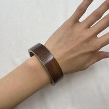 Vintage Wooden Bangle / Minimalist Dark Wood Bracelet / Natural Statement Cuff