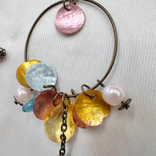 Vintage Shell Disc Hoop Earrings | Pastel Boho Festival Jewelry
