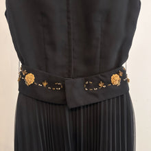 Mary Charmaine Black Pleated Jumpsuit, Embellished Waist, Sheer Wide Leg Trousers
