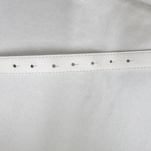 White Bow Belt / Vintage Inspired Faux Leather Ribbon Belt / Coquette Statement Waist Belt / Silver Tone Detail