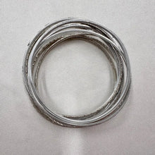 Vintage Silver Tone Mixed Textured Stacking Bangles Set of 9 | Boho Layering Bracelets | Statement Jewellery