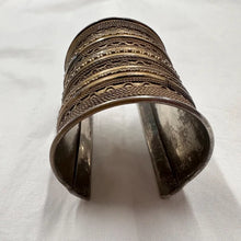 Vintage Wide Gold Tone Cuff Bracelet | Tribal Boho Statement Bangle | Adjustable Textured Metal Cuff