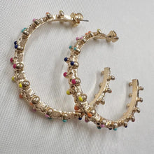 Vintage Gold Hoop Statement Earrings | Colourful Enamel Dot Hoop Earrings | Oversized Chunky Hoops | Y2K Retro Jewellery