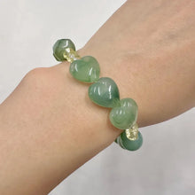 Vintage Green Marbled Heart Bead Stretch Bracelet | Jade Look Statement Bracelet | Chunky Heart & Stone Style Beaded Jewelry | Y2K Cottageco
