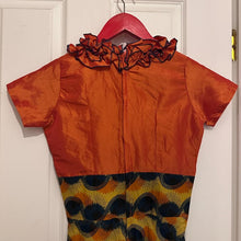 Vintage Orange Ruffle Neck Midi Dress | African Print Style Statement