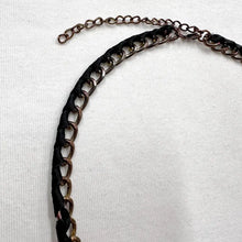 Vintage Chunky Statement Necklace – Oversized Circular Pendant, Faceted Black Stone, Bold Gold Tone Chain