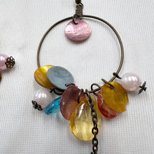 Vintage Shell Disc Hoop Earrings | Pastel Boho Festival Jewelry