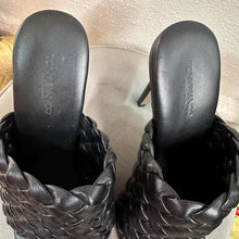 Tony Bianco Black Woven Mule Heels | Braided Open Toe Stiletto Sandals Size 7