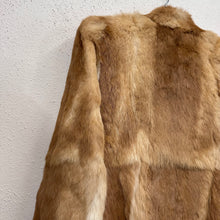 Vintage Rabbit Fur Jacket | Caramel Brown & Cream Patchwork Fur Coat | 1970s Style