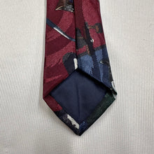 Vintage Fishing Novelty Tie Burgundy Fishing Print 100% Polyester Retro Necktie