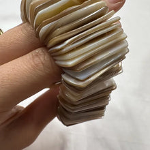 Vintage Mother of Pearl Stretch Bracelet | Natural Shell Tile Bracelet | Neutral Statement Jewelry