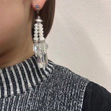 Vintage White Crystal Statement Earrings | Beaded Chandelier Drop Earrings | Aurora Rhinestone Dangle Earrings | Y2K Glam Jewelry