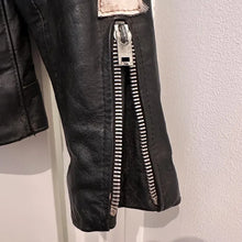 Vintage Clam Cuir France Leather Moto Jacket | Women's Cafe Racer with Cream Racing Stripes | 70s 80s French Biker