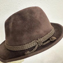 Vintage Brown Wool Alpine Fedora Hat | Rope Band Felt Hat | Traditional Tyrolean Style | Unisex | 55cm