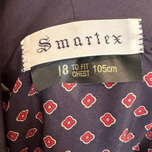 Vintage SmartEx Navy Patterned Robe | Unisex Smoking Jacket Style Dressing Gown | 80s Lounge Wear