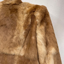 Vintage Rabbit Fur Jacket | Caramel Brown & Cream Patchwork Fur Coat | 1970s Style