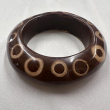 Vintage Resin Polka Dot Bangle / Retro Brown Statement Bracelet / Wood Look Chunky Bangle