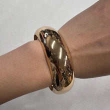 Vintage Gold Tone Dome Bangle | Chunky Statement Bracelet | Minimalist Cuff Jewelry | Retro Sculptural Bracelet