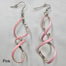 Vintage Marbled Resin Spiral Dangle Earrings | Silver Tone Statement Jewelry